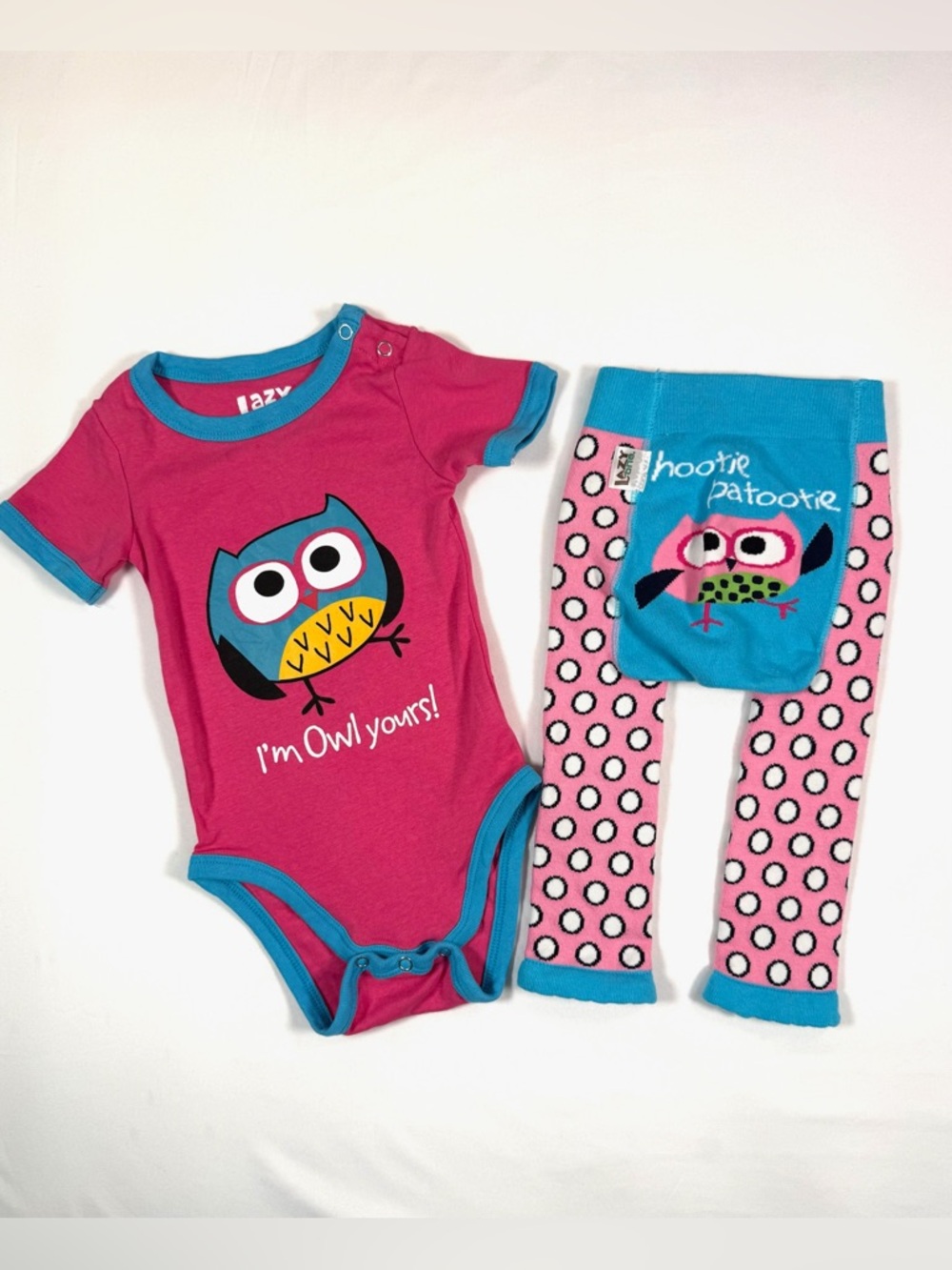 LAZY ONE "Hootie Patootie" Baby Girls' Owl Knit One Piece & Pants Set 12-18M